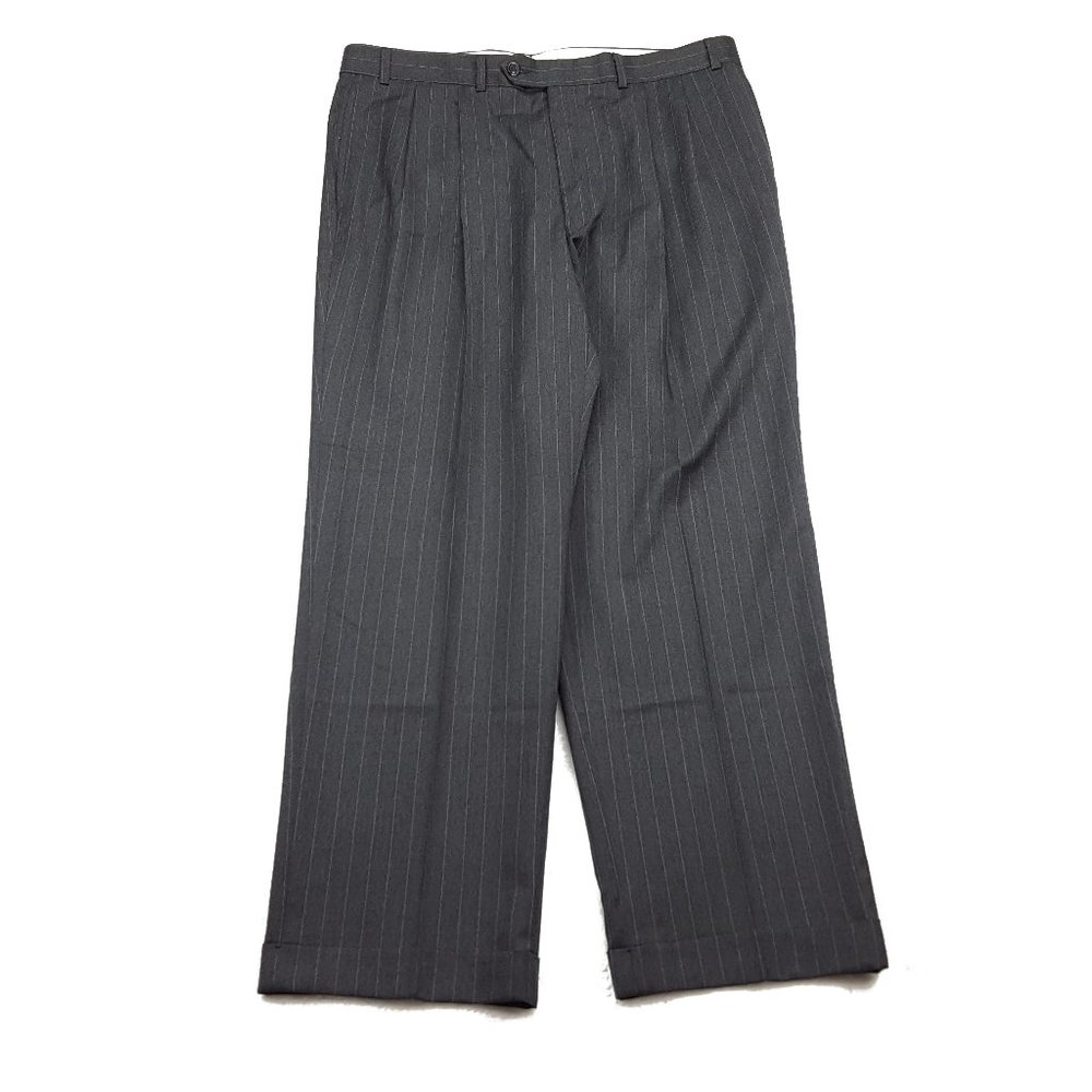 Lauren Ralph Lauren Men's Total Comfort Wool Dress Pants, Size 36 Pinstripe Gray